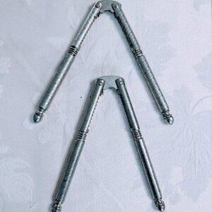 Lot of 2 VTG HMO Metal Nut Cracker Tools 5" Heavy Duty USA Old Fashioned Thick